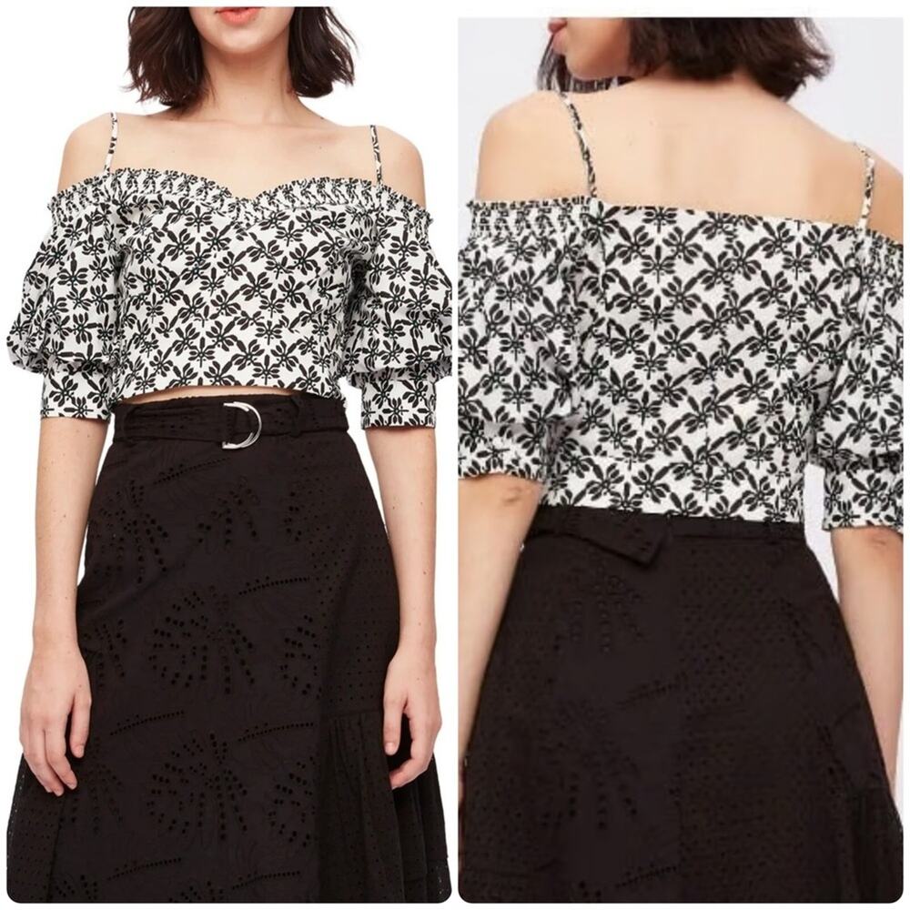 The Diane von Furstenberg Margaret Cold Shoulder Crop Top in Trellis